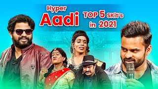 Hyper Aadi Top 5  Skits in 2021 | Jabardasth | 5th October 2023 | Hyper Aadi, Naga Babu, Roja