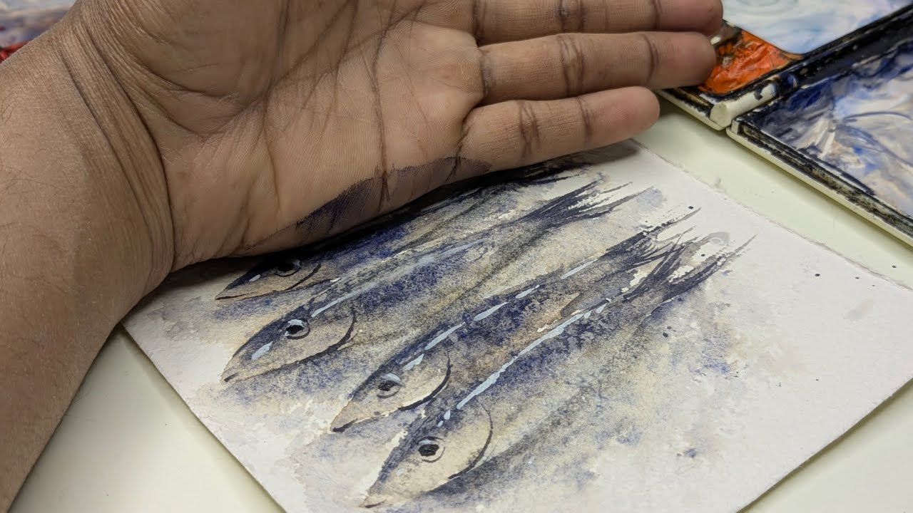 Painted These Fishes with My PALM?! 🖐️🐟 (Genius Hack) | Watercolor Fish Tutorial 