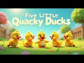 Five Little Quacky Ducks | Bedtime &amp; Learning No Music Animated Poem