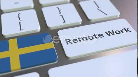Remote Work Text and Flag of Sweden on Computer Keyboard | Motion Graphics - Envato elements