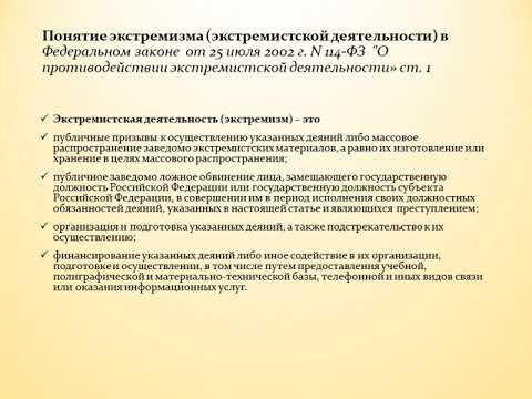 Экстремизм Основные понятия