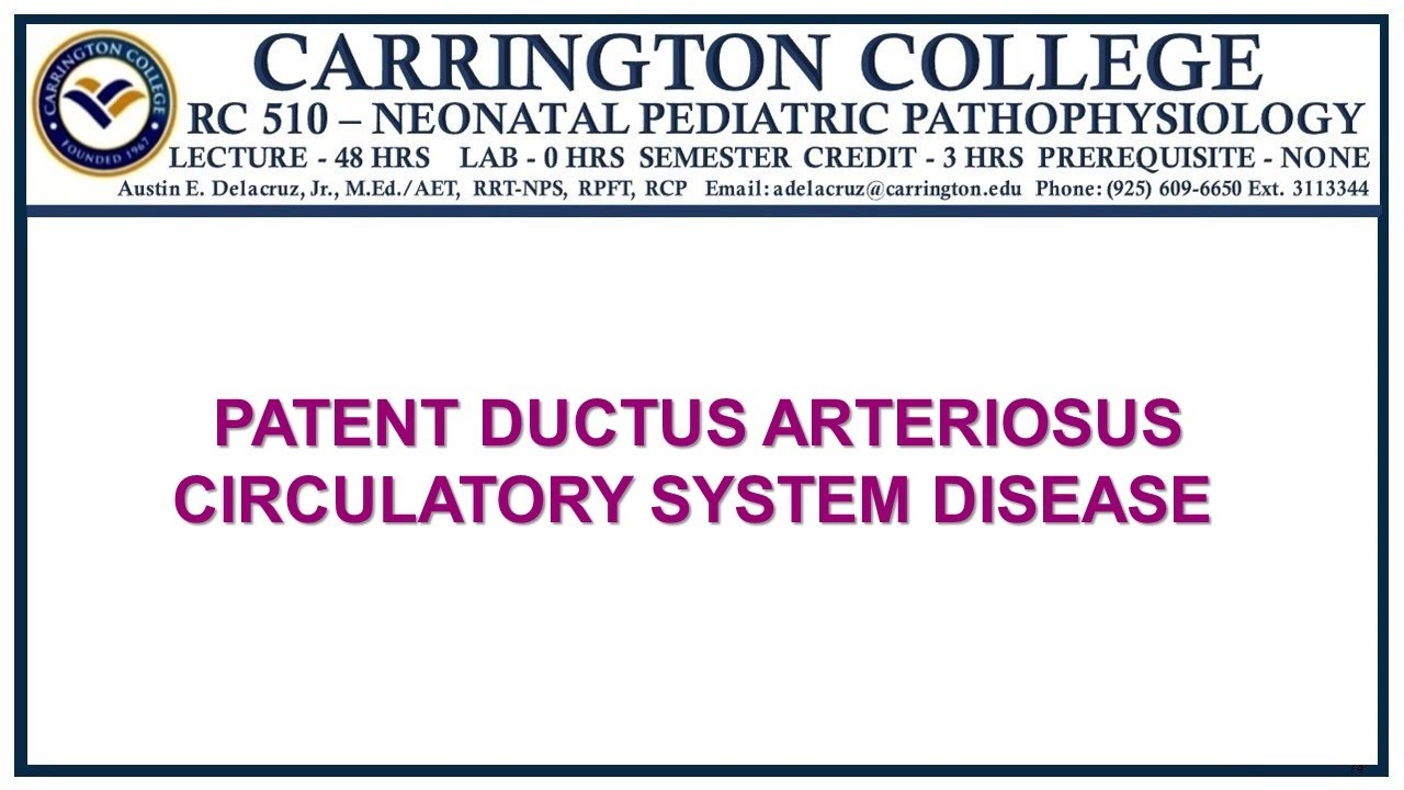 PATENT DUCTUS ARTERIOSUS A CIRCULATORY SYSTEM DISEASE - YouTube