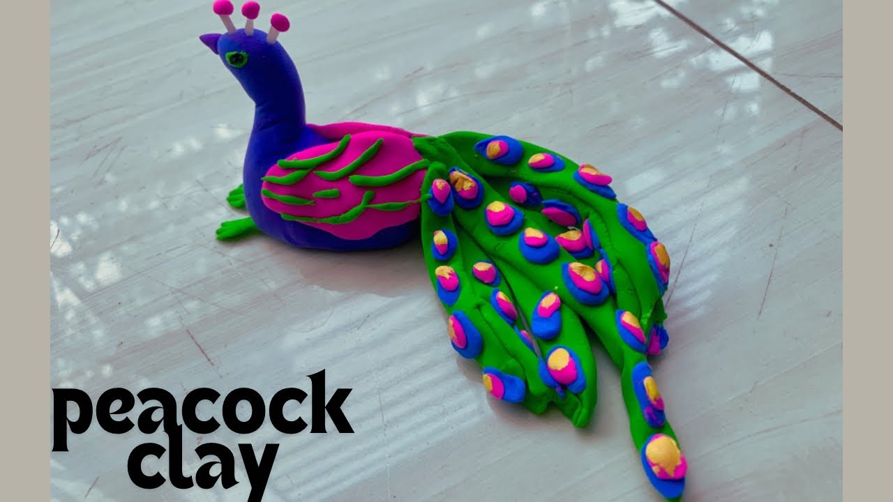 Clay time 🦚- how to make a Peacock with open feathers model craft ...