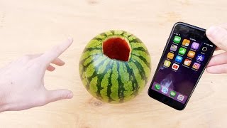 Don't Pour Hot Piranha Acid In Watermelon With Iphone 7!
