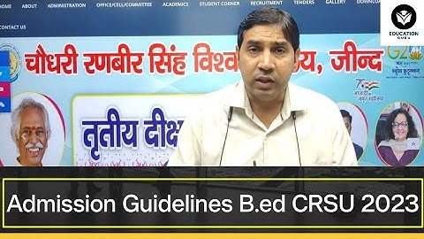 B.ed admissions open for session 2023-24 from CRSU JIND University! best colleges list in Haryana