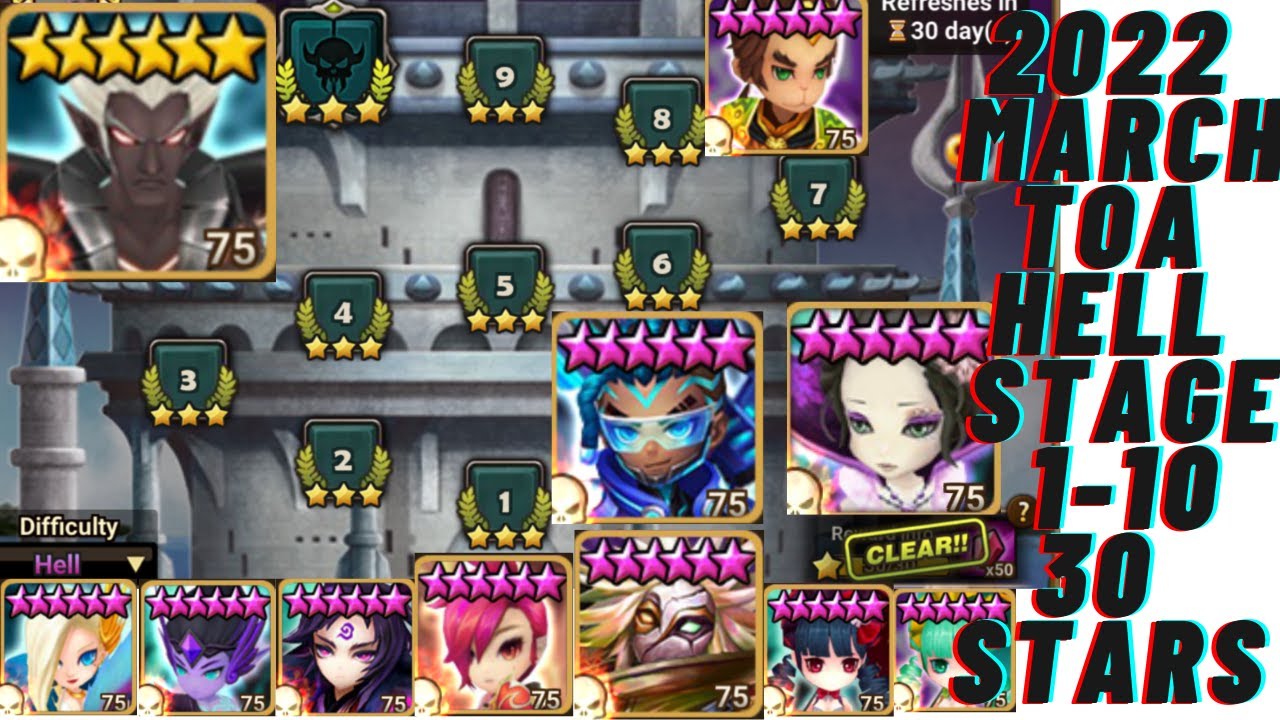 TOA HELL March 2022 30 STARS Stage 1- 10.   Summoners War