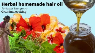 Grandma Makes Herbal Hair Oil  Village Style | Homemade Hair Oil for Strong & Dense Hair