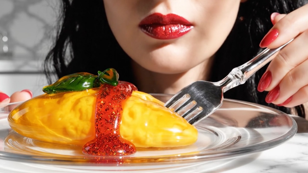 【ASMR × AI】ガラスのオムライスを作る🍳✨ Crystal Glass Omelette Rice Cooking ASMR