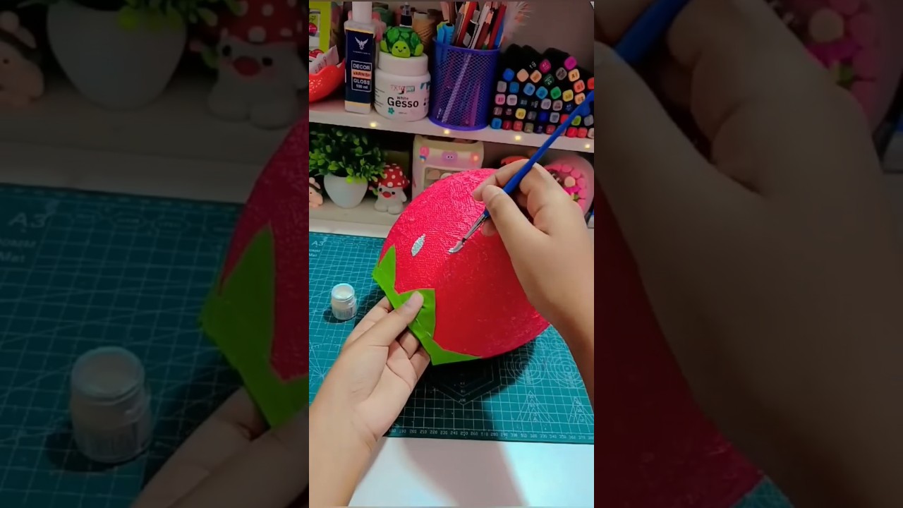 "Strawberry Tissue Paper Lamp l Diy Summer Craft"🍓✨ ll 