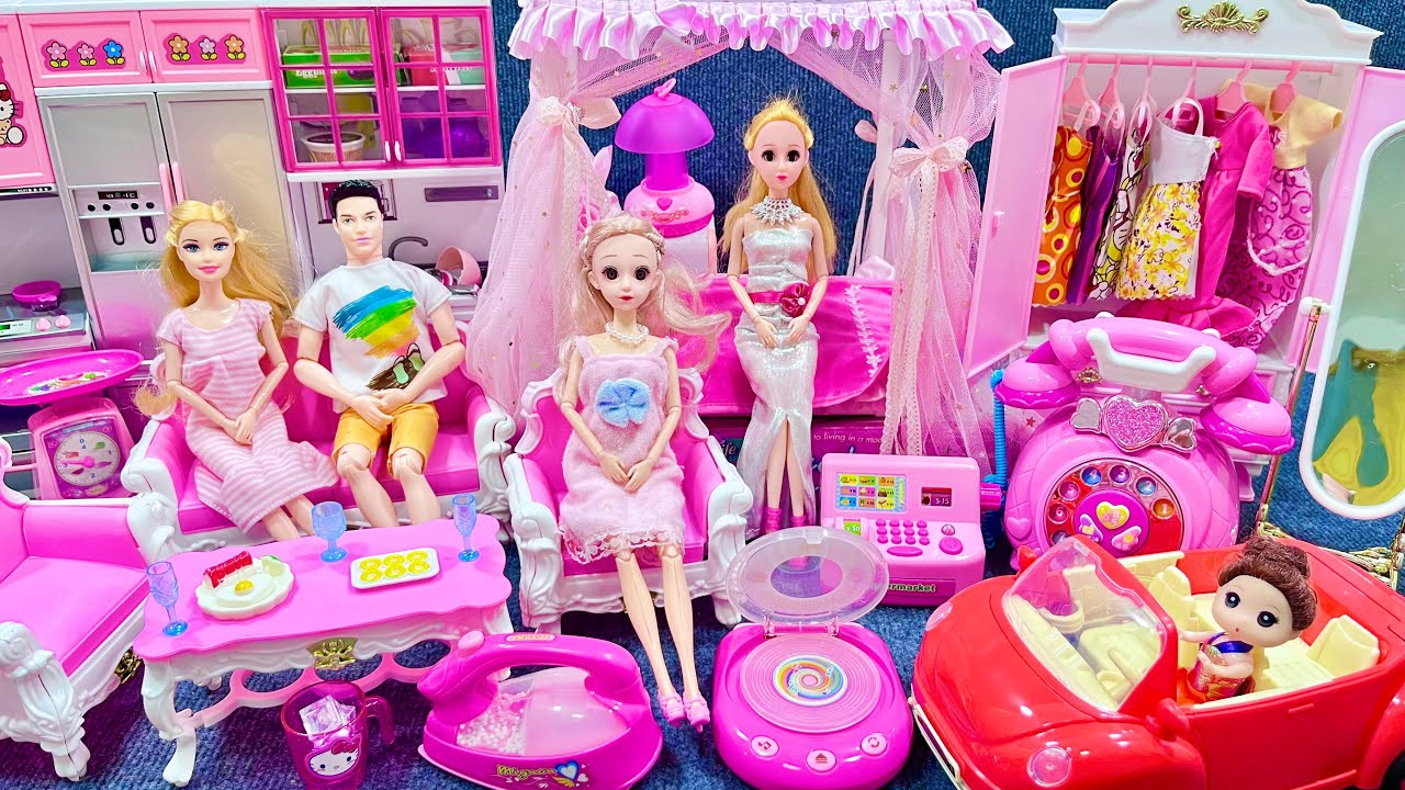 11 Minutes Satisfying with Unboxing Barbie Princess Bed & Bedroom Collection Toys Review | ASMR