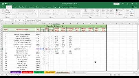 Building Quantity Through Excel VIDEO 59 .  Material Statement Part 3