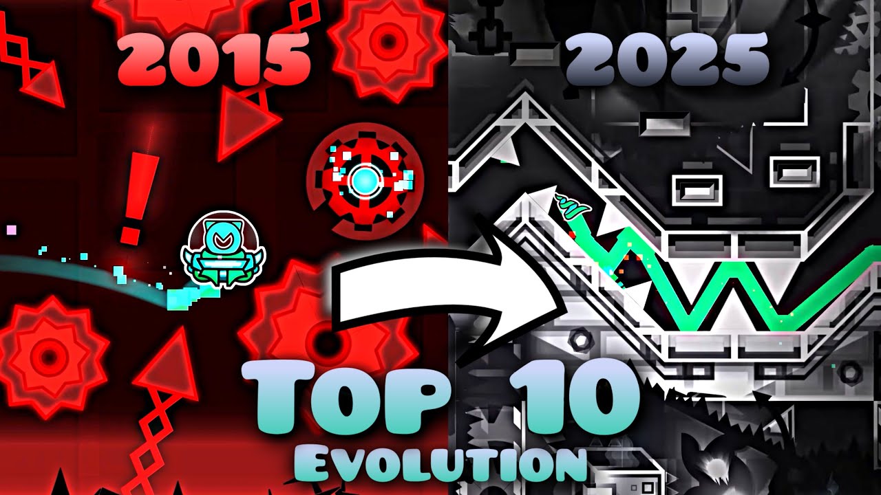 Эволюция всех топ-10 игр Geometry Dash (2015–2025) | Geometry Dash [4K]