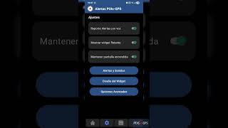 Ajustes y Configuración. Alertas POIs-GPS App Android.
