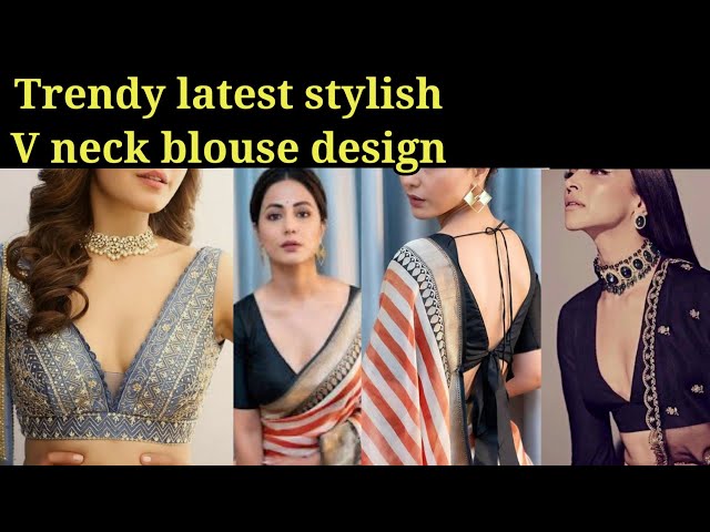 Latest 2020 trendy V neck blouse design / beautiful V neck blouse