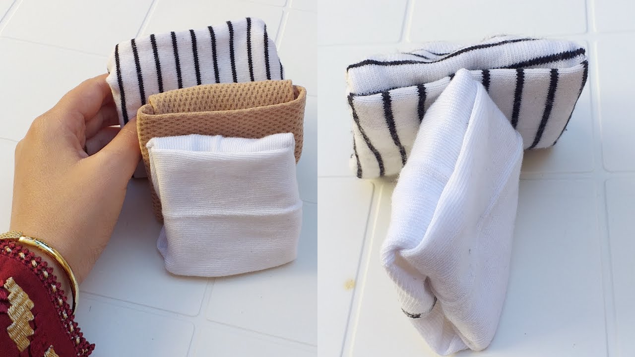 3 طرق لطي الجوارب بطريقة مرتبة و جميلة Folding socks