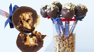 SNICKERS CAKE POPS! Recipe by My Cupcake Addiction