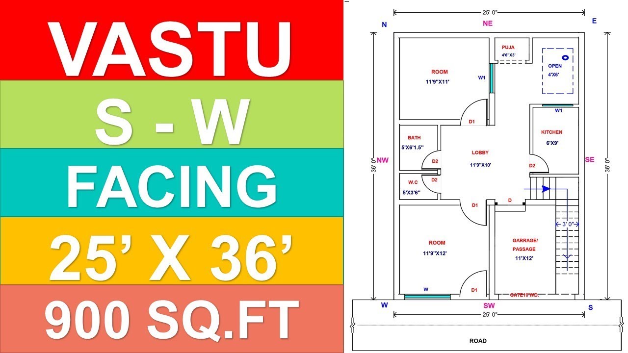 VASTU SOUTH WEST FACING HOUSE PLAN YouTube