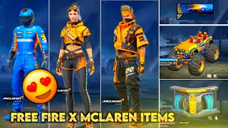 Free Fire X McLaren All Items | Free Rewards | Collaboration | Bundles | Fire Ball Gamers 🔥