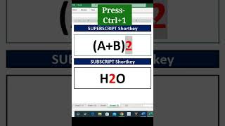 Subscript and Superscript Shortcut in Excel || Excel Tricks||#exceltricks #exceltutorial #education