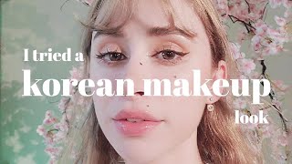 I TRIED A KOREAN MAKEUP LOOK on white girl features 💄🌸+ Get to know me story time - biibiibeauty