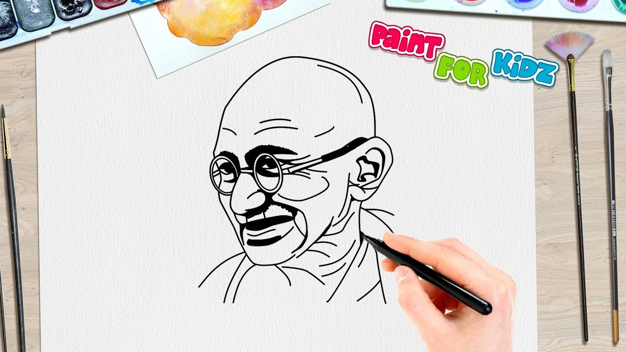 mahatma gandhi easy drawing paint for kidz youtube mahatma gandhi easy drawing paint for kidz