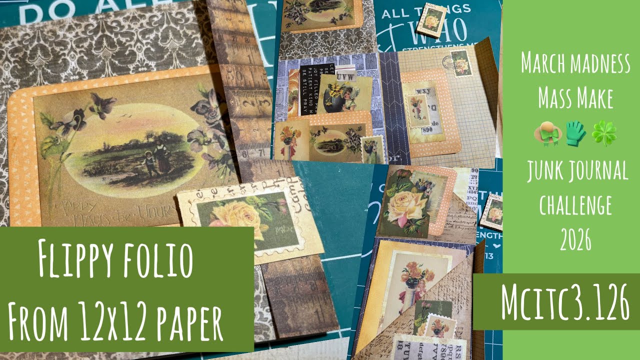 Flip Folio from one 12x12 paper & embellishments from Fridays freebie #MCITC3.125 