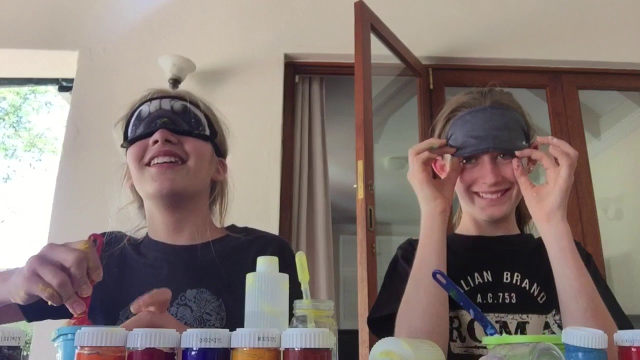 Blind folded slime challenge turns into hide away