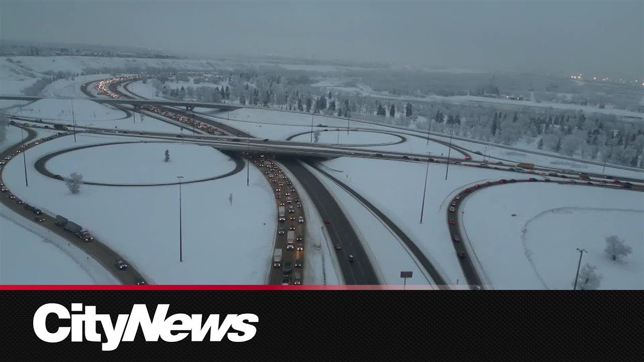 Multiple crashes reported across Calgary due to slick roads - YouTube