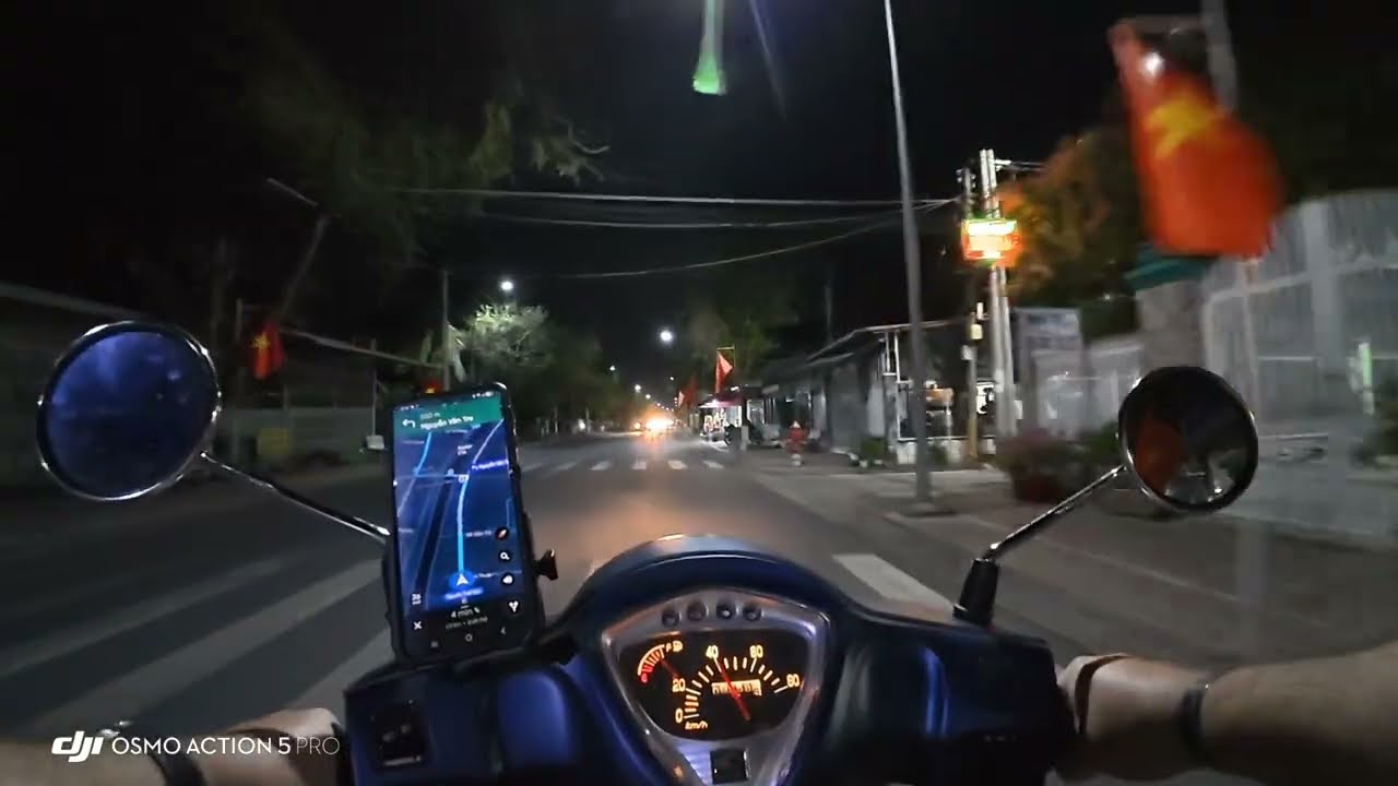 Night drive-  Cao Lanh, Vietnam. DJI Action 5 Pro 