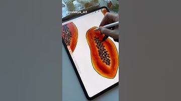 Drawing Process in Procreate - Digital Watercolor Papaya #shorts #procreate #tutorial