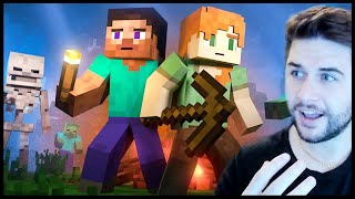 REACTING TO ALEX & STEVE SURVIVAL! Minecraft Animations!!