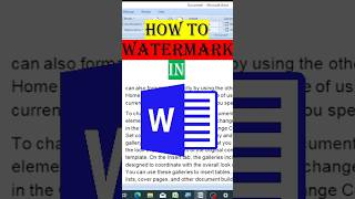 How to Apply Watermark in Ms Word | #msword #shorts #viralvideo