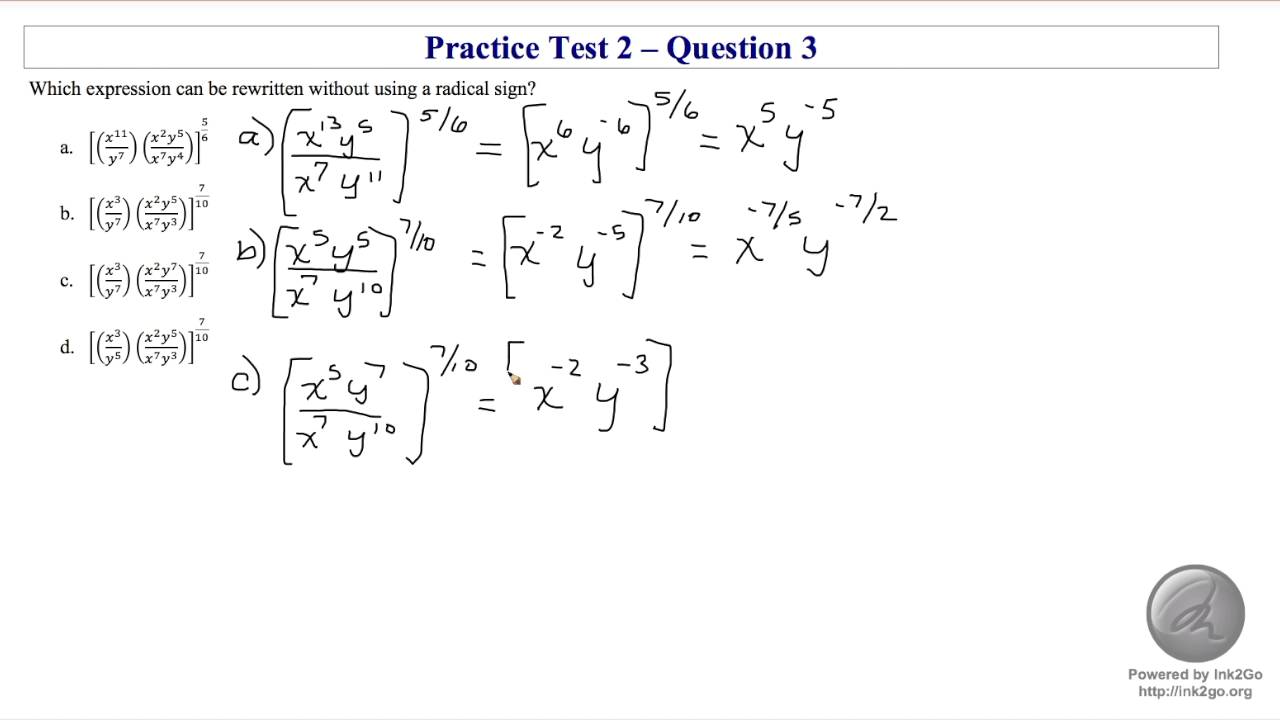 Algebra EOC Practice Test #2 Question #3 - YouTube