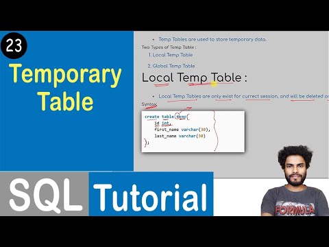 Video: Come posso creare una tabella temporanea globale in SQL?