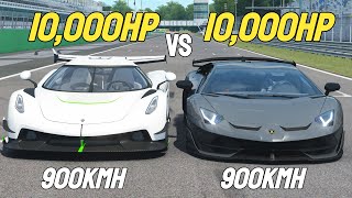 10,000HP Koenigsegg Jesko VS 10,000HP Lamborghini Aventador RACE