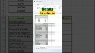 Bonus calculation on the basis salary in excel #ytshorts #excelshorts