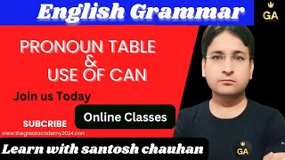 PRONOUN IN ENGLISH GRAMMAR || USE OF CAN || BY SANTOSH CHAUHAN || THE GREAT ACADEMY