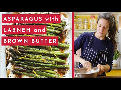 Asparagus with labneh, brown butter and burnt lemon | Ottolenghi 20