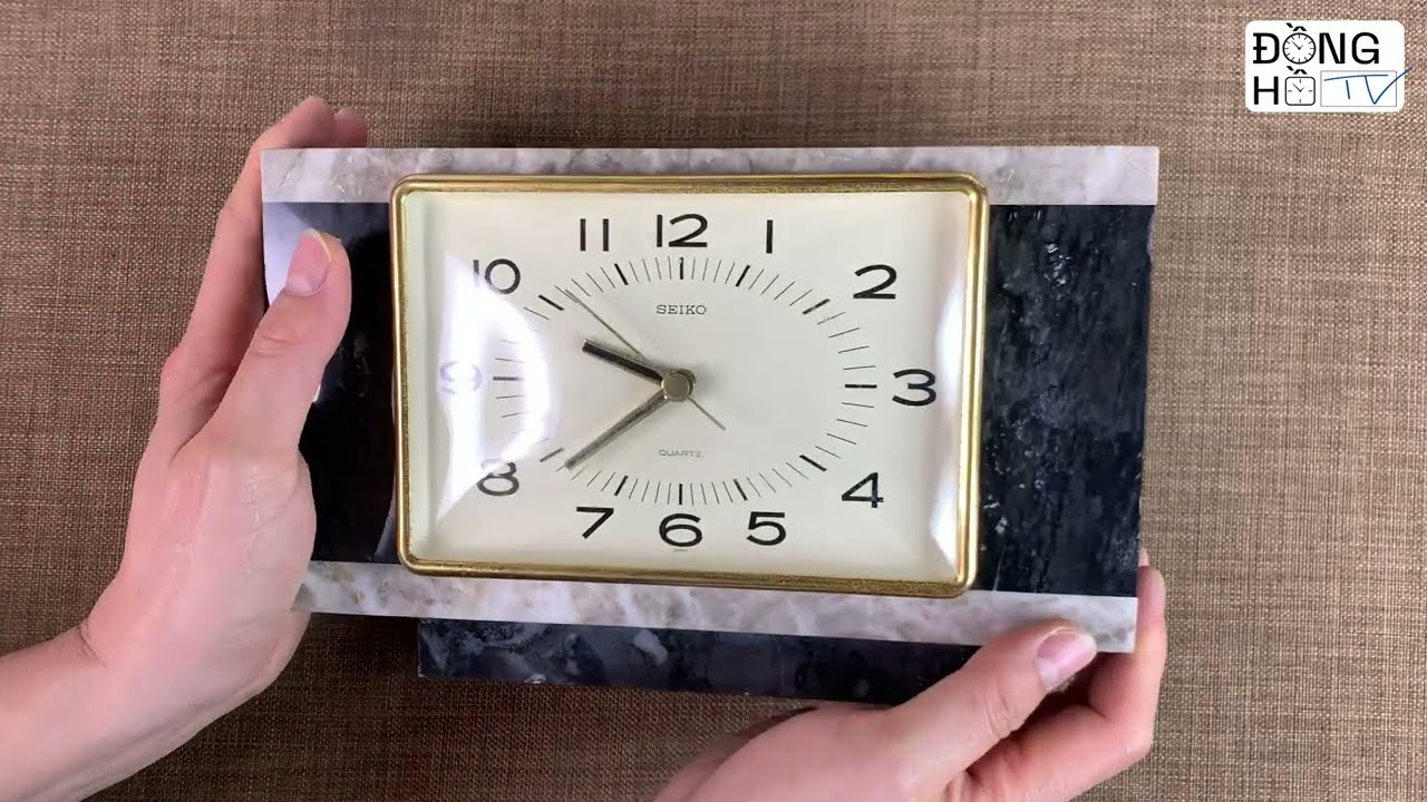 Đồng hồ để bàn bằng đá cẩm thạch SEIKO QZ922N Marble table clock