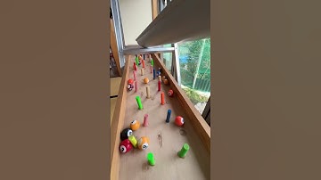 Marble Run (Course with Folding Rain Gutters, Wooden Sound Devices and Rotating Buckets) #15 #ASMR