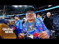 Fans gather at Nathan Phillips Square for Toronto Blue Jays watch party