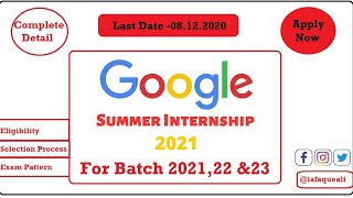 Google Summer Internship 2021| How to apply for Google Internship ?|Job at Google |Complete Details