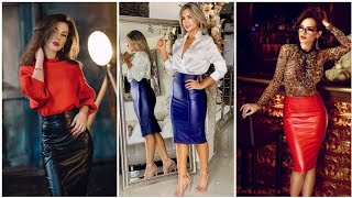 Latest And Newly Fashion Of Office Wear Leather Skirts Designs Ideas