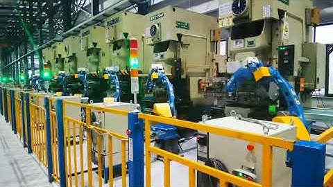 200T Type C Stamping Press in line with 6 axis Robotics | TCR-Robotics Thailand