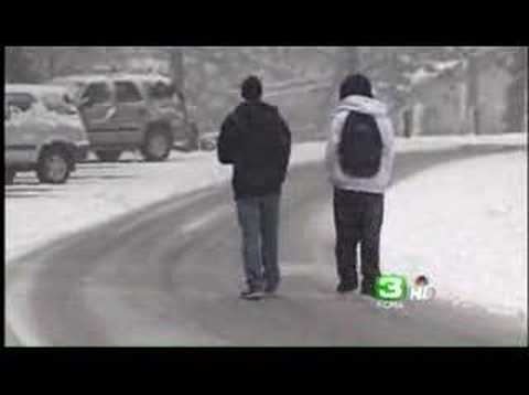 Backhoe Flips On Snowy Road