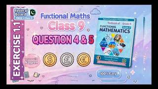 Information Functional Maths Class 9 Exercise 1.1 Question 4 and 5 Solution  | Learn with Nageen Update