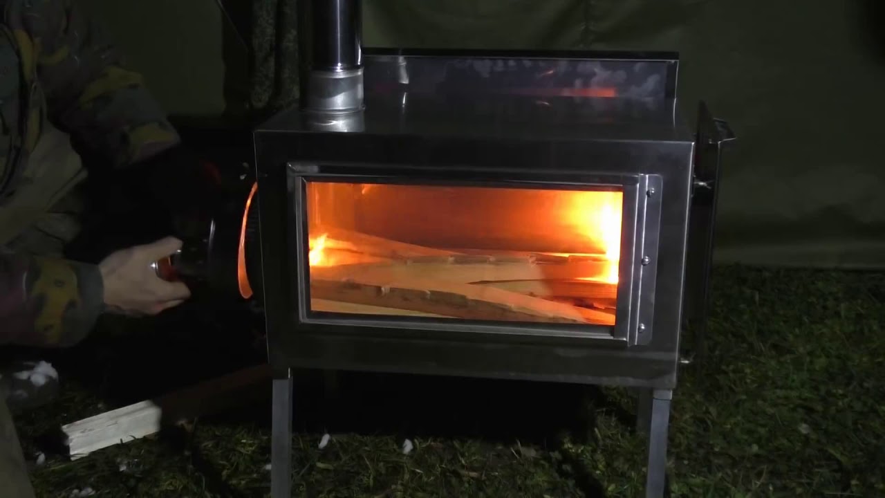 Wood Stove with Glass Wall for Camping and Hunting Tents
