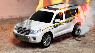 RC Land Cruiser Burnout Ends In Flames | RC Car Burnout