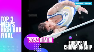 Top 3 in Men's High Bar Final - 2024 Rimini European Gymnastics Championship