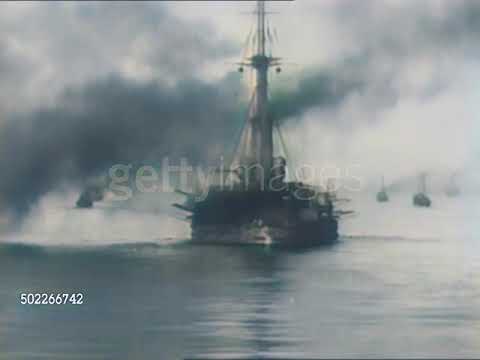 Сражение русских и турецких кораблей. 1915 г. Russian and Turkish ships